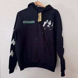Monopoly Black Hoodie with Graphic Details